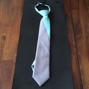 Zipper tie for boys, aqua green and grey zip tie